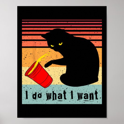 ヴィンテージ黒猫Red Cupで欲しいおもしろいこと ポスター (正面)