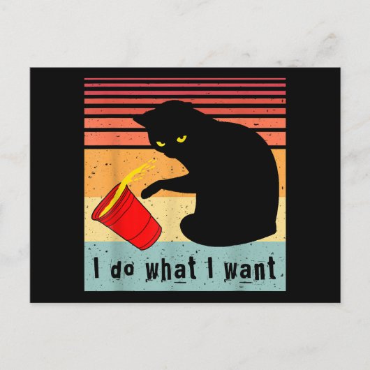 ヴィンテージ黒猫Red Cupで欲しいおもしろいこと ポストカード (正面)
