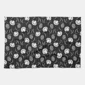 ヴィンテージ黒白きのこ型野菜 キッチンタオル (横)