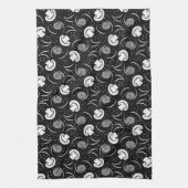 ヴィンテージ黒白きのこ型野菜 キッチンタオル (縦)