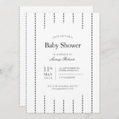 ヴィンテージ黒白の縦型ピンスリーシャワー 招待状 (正面/裏面)