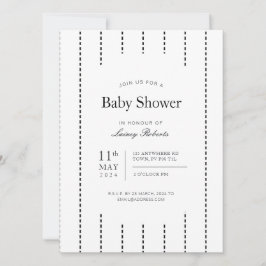 ヴィンテージ黒白の縦型ピンスリーシャワー 招待状