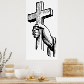 ヴィンテージ黒白キリスト教復活祭 ポスター (キッチン)