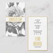 ヴィンテージ黒白バラ花金ゴールド 名刺 (正面/裏面)