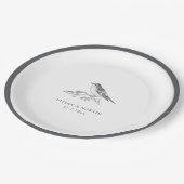 ヴィンテージ黒白結婚鳥 ペーパープレート (アングル)