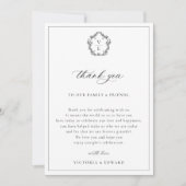 ヴィンテージ黒紋結婚式レセプションテーブル サンキューカード (正面)