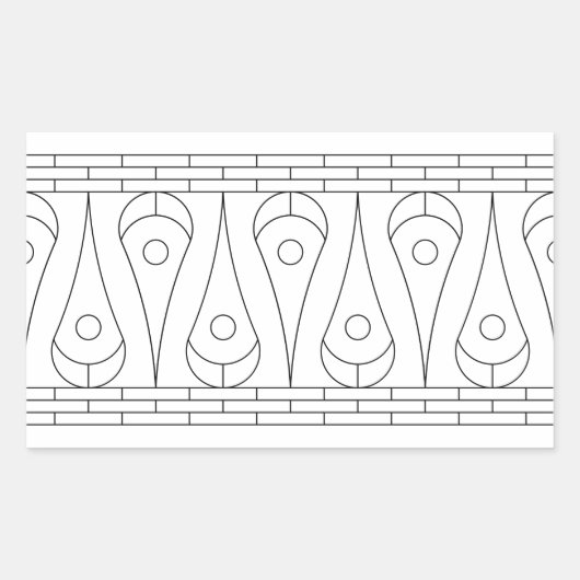ヴィンテージ黒縁ど線。 長方形シール (正面)