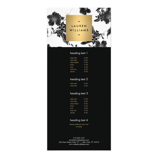 ヴィンテージ黒色花柄 ラックカード (正面)