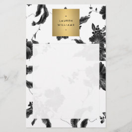 ヴィンテージ黒色花空白の柄 チラシ