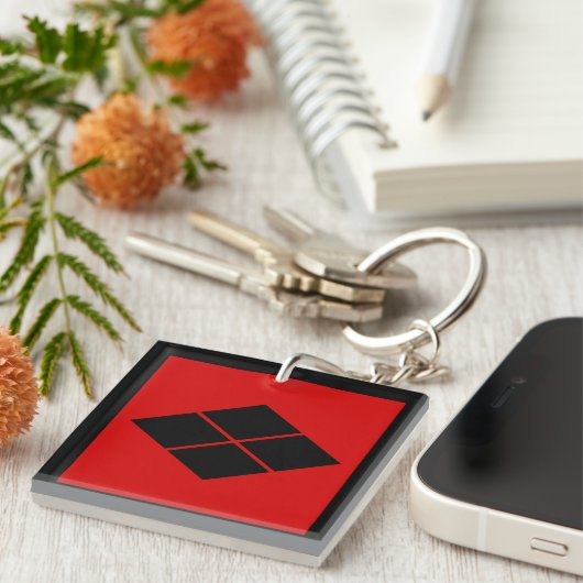 ヴィンテージ黒赤竹田日本文東洋美術 キーホルダー (正面右)