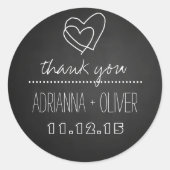 ヴィンテージ黒黒板 |ハート結婚の皆様 ラウンドシール (正面)