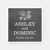 ヴィンテージ黒黒黒板結婚モノグラム スタンダードカクテルナプキン (正面)