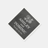ヴィンテージ黒黒黒板結婚モノグラム スタンダードカクテルナプキン (角)