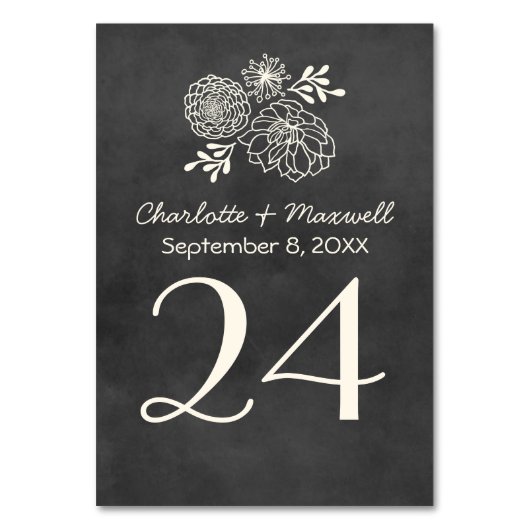 ヴィンテージ黒黒黒板結婚モノグラム テーブルナンバー (裏面)