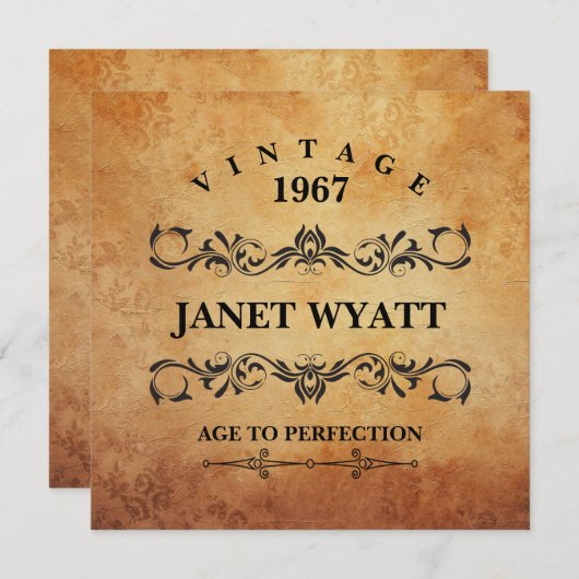 ヴィンテージ00歳の誕生日パーティーの招待 招待状 (正面/裏面)