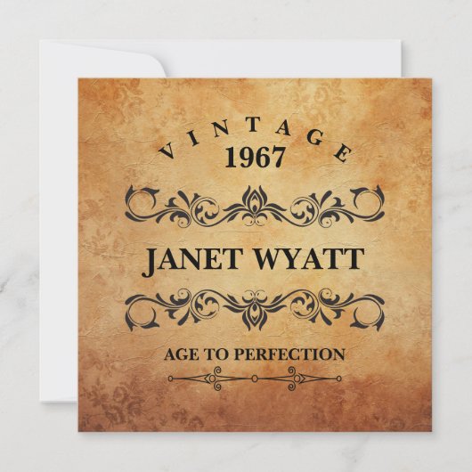 ヴィンテージ00歳の誕生日パーティーの招待 招待状 (正面)