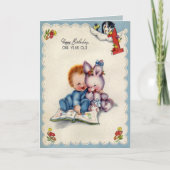 ヴィンテージ1つの歳の男の子のバースデー・カード カード (正面)