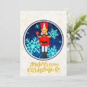 ヴィンテージ1写真くるみ割り金ゴールドメリークリスマス シーズンカード (スタンド正面)