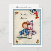 ヴィンテージ1匹の歳の誕生日の男の子の招待状 招待状 (正面/裏面)