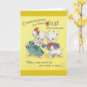 ヴィンテージ1周年記念グリーティングカード カード (黄色い花)