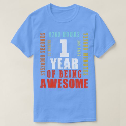 ヴィンテージ1年の誕生日素晴らし Tシャツ (デザイン正面)