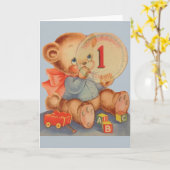 ヴィンテージ1年古い誕生日カード カード (黄色い花)