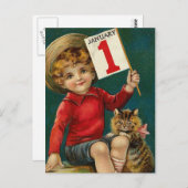 ヴィンテージ1月1日 ポストカード (正面/裏面)