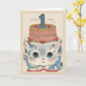 ヴィンテージ1歳の誕生日グリーティングカード カード (黄色い花)