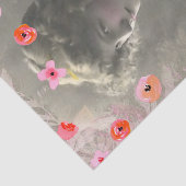 ヴィンテージ10代の女の子ピンクの花オーバーレイ 薄葉紙 (詳細)