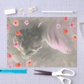 ヴィンテージ10代の女の子ピンクの花オーバーレイ 薄葉紙 (クラフト)