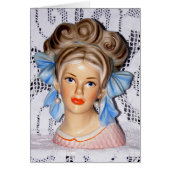 ヴィンテージ10代の女性頭花瓶ビッグボウ60sカード (正面)