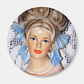 ヴィンテージ10代の女性頭花瓶ビッグボウ60s マグネット