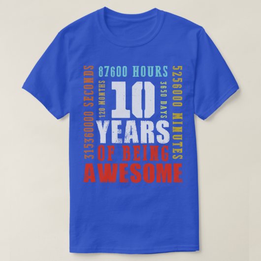 ヴィンテージ10年の誕生日素晴らし Tシャツ (デザイン正面)