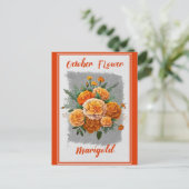 ヴィンテージ10月フラワーマリゴールドフローラ ポストカード (スタンド正面)