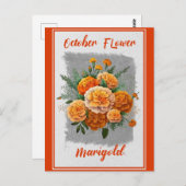 ヴィンテージ10月花マルゴールドフラワーズ ポストカード (正面/裏面)