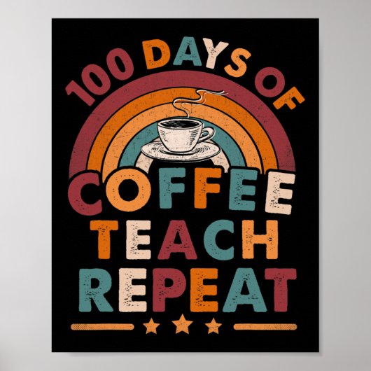 ヴィンテージ100日の学校の先生コーヒーラブ ポスター (正面)