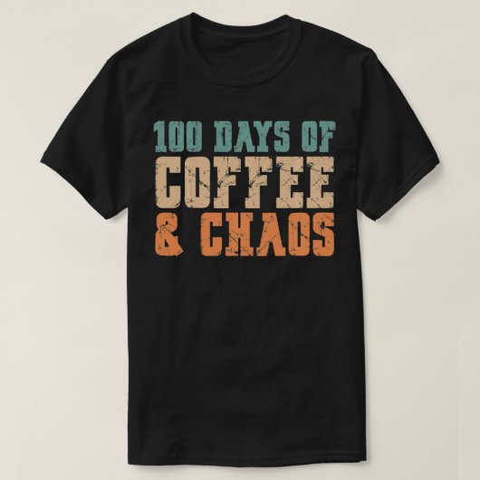 ヴィンテージ100日目100コーヒーカオススクールの日 Tシャツ (デザイン正面)