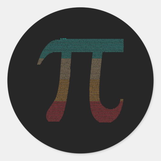 ヴィンテージ10000桁Pi記号 – 数学 – ラウンドシール (正面)