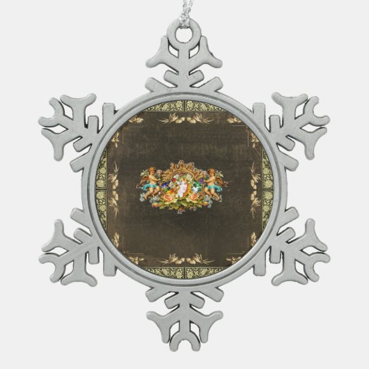 ヴィンテージ114 スノーフレークピューターオーナメント (正面)