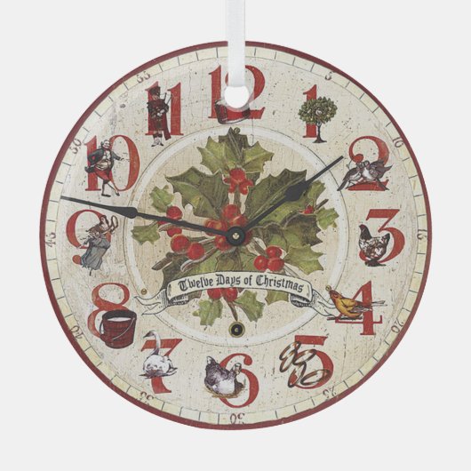 ヴィンテージ12クリスマスの日 ガラスオーナメント (正面)