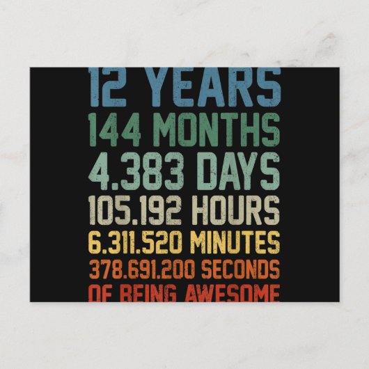 ヴィンテージ12位の誕生日ギフト12歳 シーズンポストカード (正面)