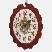 ヴィンテージ12日のクリスマス時計顔 オーナメントカード (左)