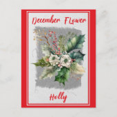 ヴィンテージ12月花ホーリー フローラル ポストカード (正面)