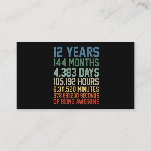 ヴィンテージ12誕生日ギフト12歳 名刺 (正面)