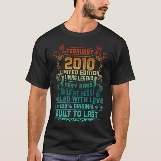 ヴィンテージ13歳2010年2月13誕生日 Tシャツ (正面)