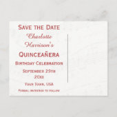 ヴィンテージ15誕生日レッドローズフレームミュージックシート 案内ポストカード (裏面)