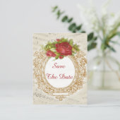 ヴィンテージ15誕生日レッドローズフレームミュージックシート 案内ポストカード (スタンド正面)