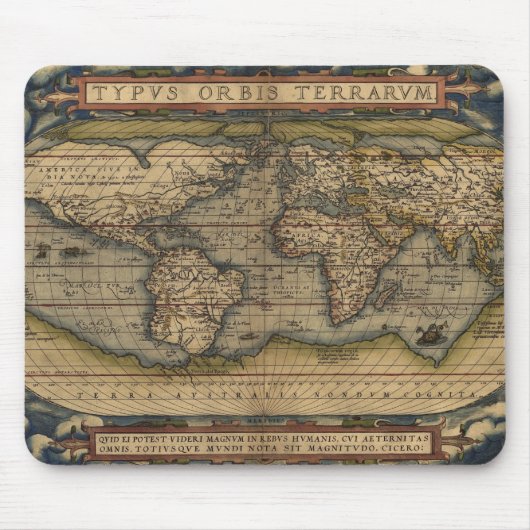 ヴィンテージ1570アブラハム・オルテリアスの旧世界地図 マウスパッド (正面)