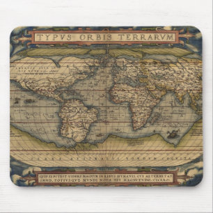ヴィンテージ1570アブラハム・オルテリアスの旧世界地図 マウスパッド
