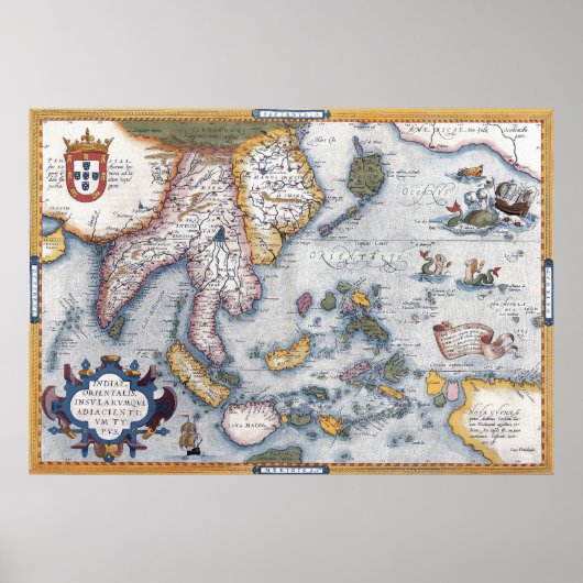 ヴィンテージ16世紀の東南アジアの地図 ポスター (正面)